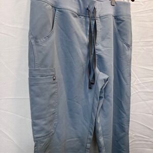 FIGS Kade Cargo Scrub Pants Womens Size S Blue Yoga Waistband T21004